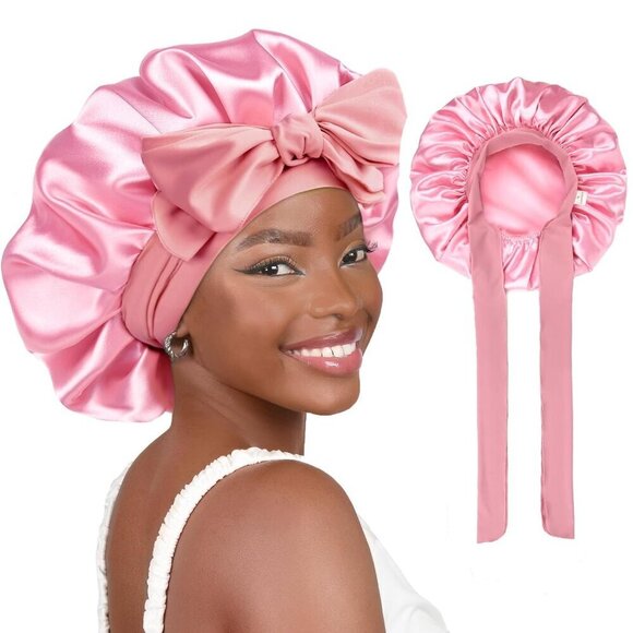 Adjustable Satin Hair Bonnet Unisex Double Layer Sleep Cap for Curly Hair main image 5